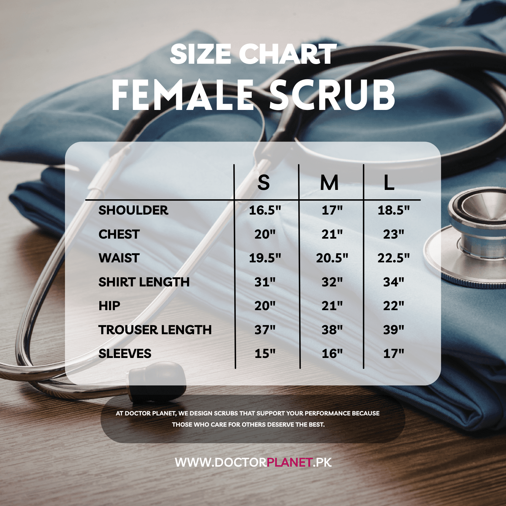 OrbitLite - Cotton Fabric Grey size chart